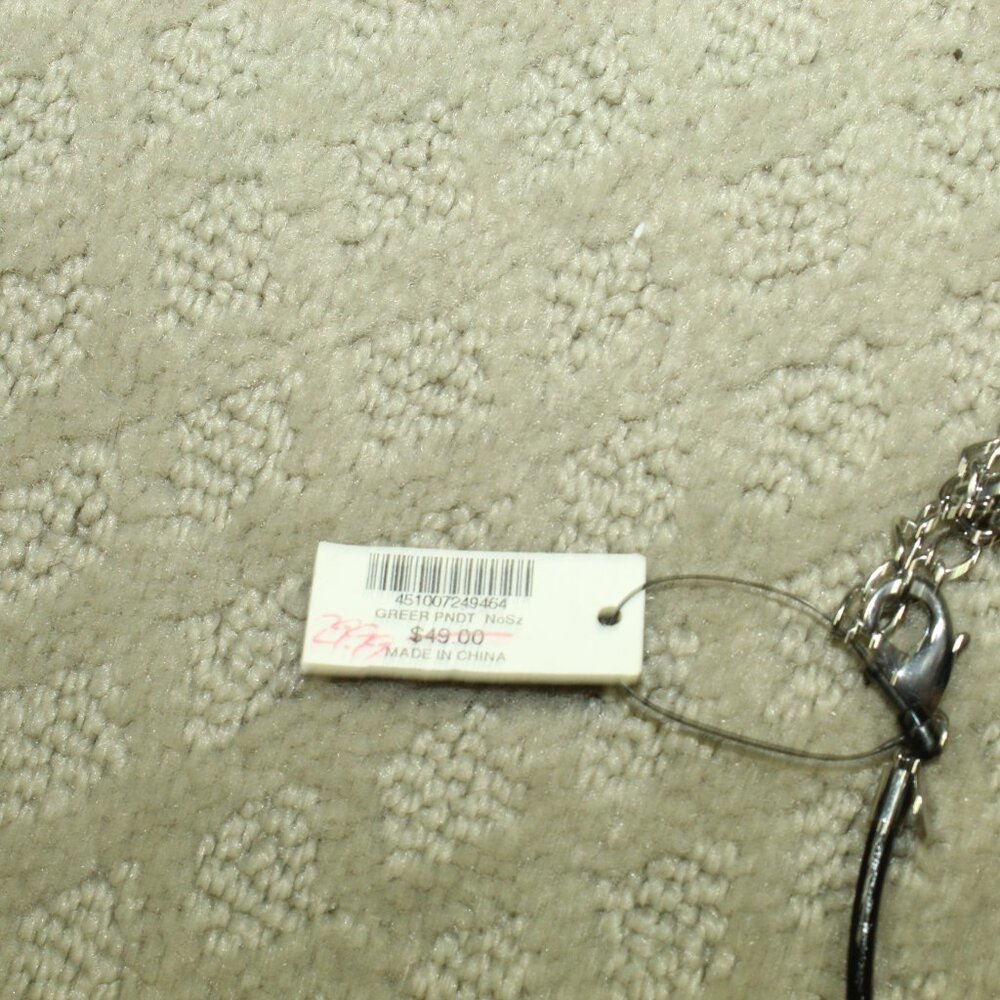 NWT/NOS Made in USA Chico's Silver Tone Abstract Pendant Black Cord Necklace - Picture 4 of 4